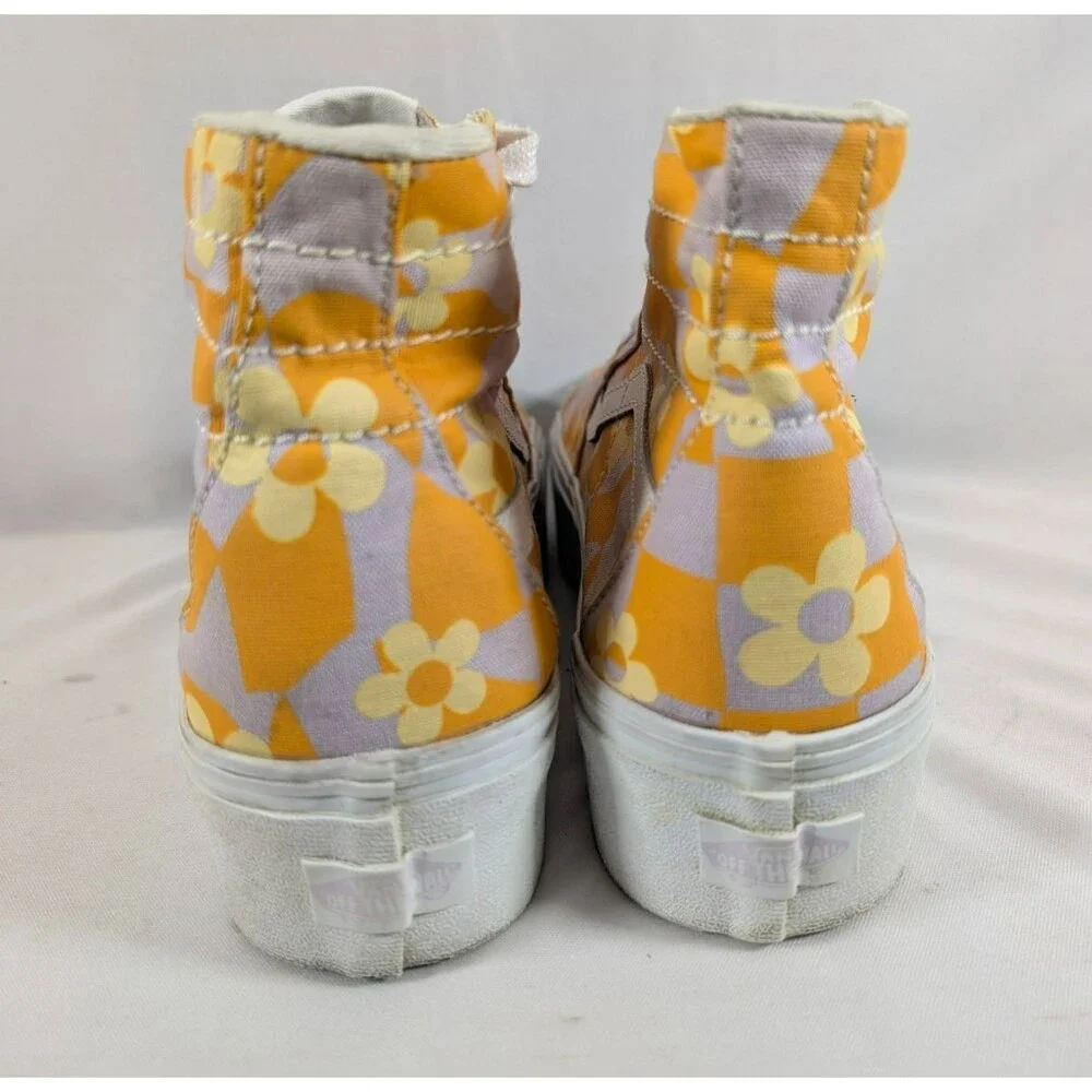 Vans Sk8-Hi Tapered Stackform Womens 9 Purple Orange Floral Checkerboard